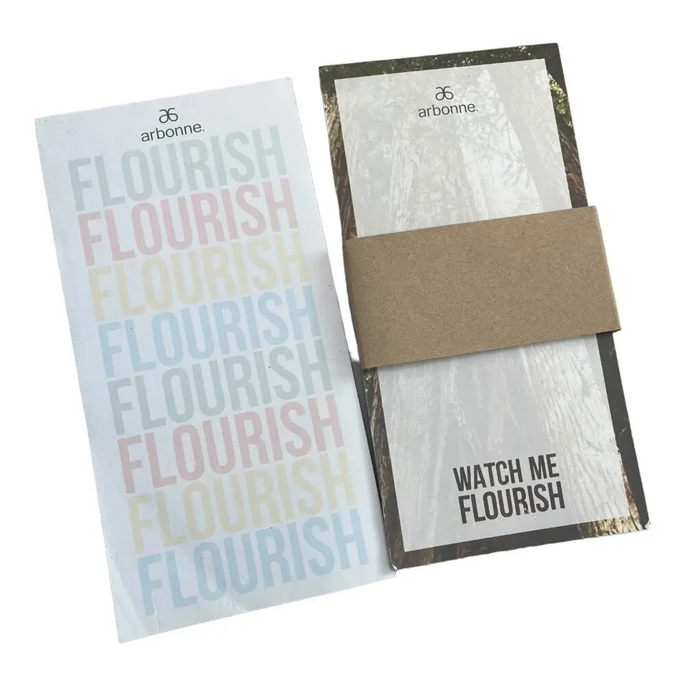 set of 2 Arbonne notepads Watch Me Flourish trees & colorful 8